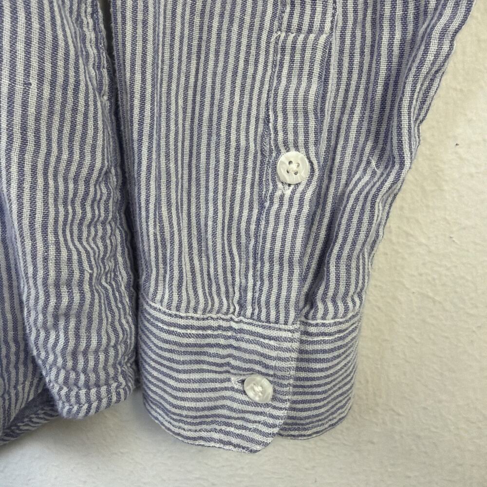 Marine Layer Womens Popover Top Medium blue White Long Sleeve nautical vacation - Picture 5 of 14